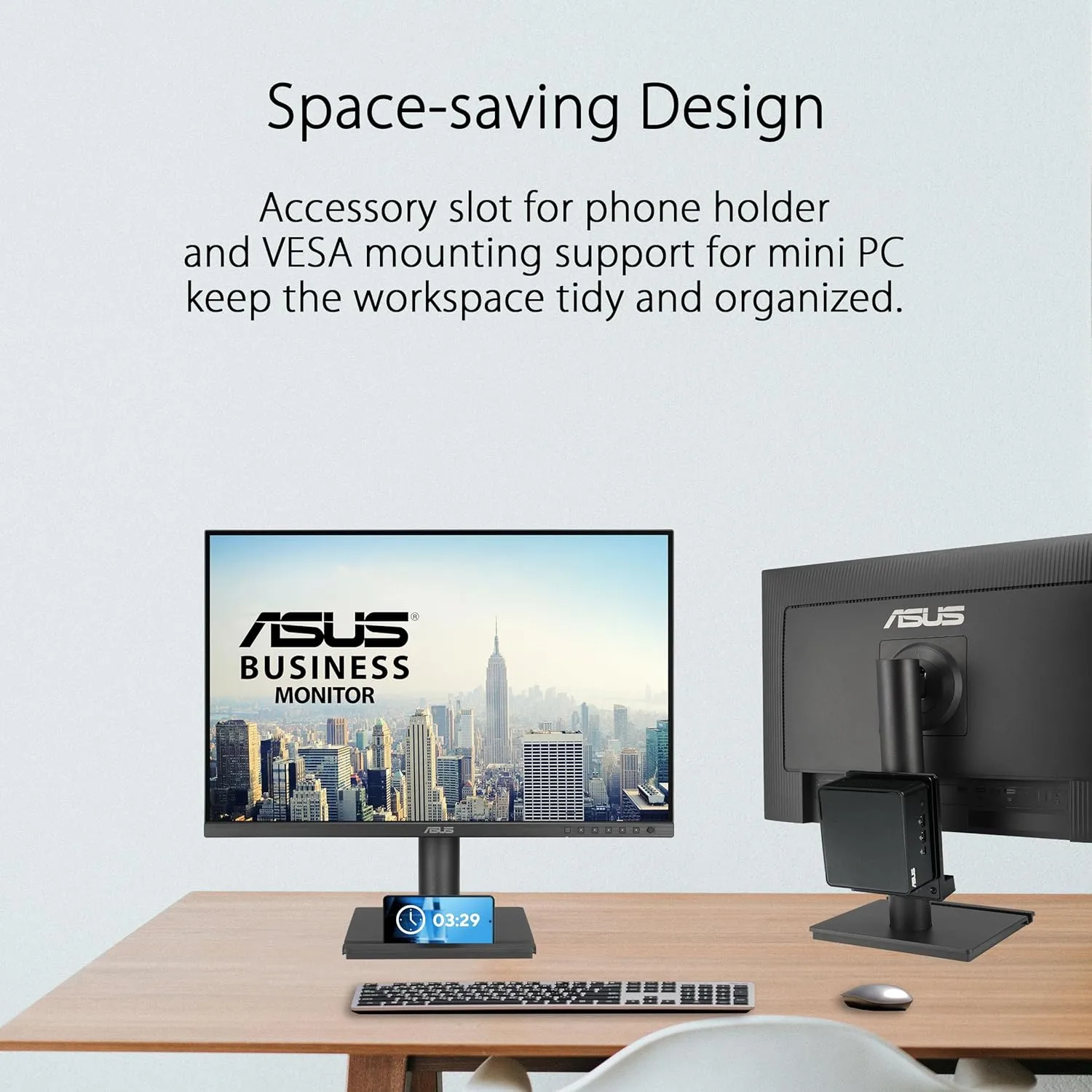 ASUS 24” Docking Monitor (BE248CFN) – WUXGA (1920x1200), IPS, 100Hz, Frameless, USB-C Docking, RJ45, Speakers, Height Adjustable, HDMI, Daisy-Chain, Eye Care, Wall Mountable, 3 yr Warranty