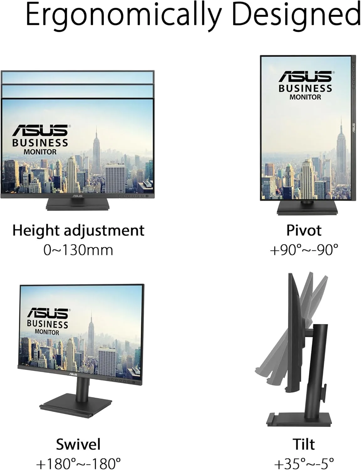 ASUS 24” Docking Monitor (BE248CFN) – WUXGA (1920x1200), IPS, 100Hz, Frameless, USB-C Docking, RJ45, Speakers, Height Adjustable, HDMI, Daisy-Chain, Eye Care, Wall Mountable, 3 yr Warranty