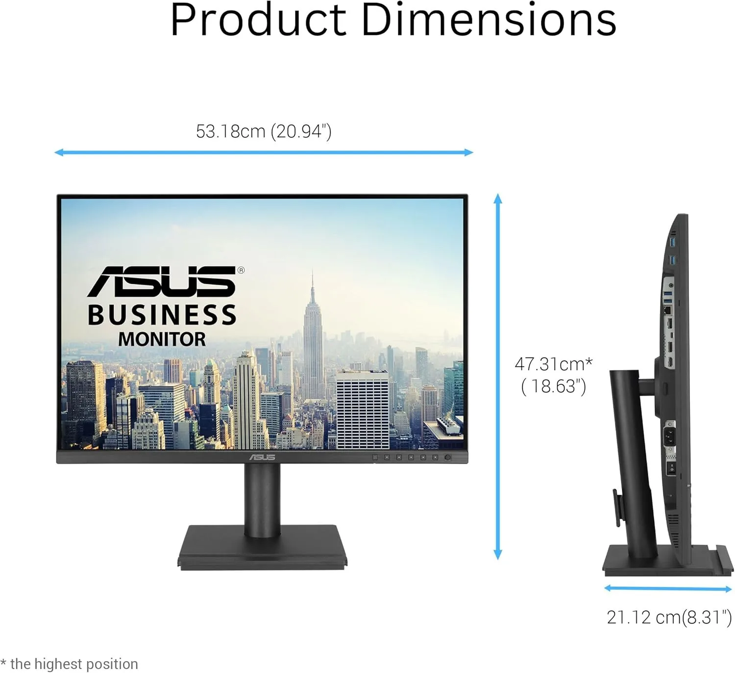 ASUS 24” Docking Monitor (BE248CFN) – WUXGA (1920x1200), IPS, 100Hz, Frameless, USB-C Docking, RJ45, Speakers, Height Adjustable, HDMI, Daisy-Chain, Eye Care, Wall Mountable, 3 yr Warranty