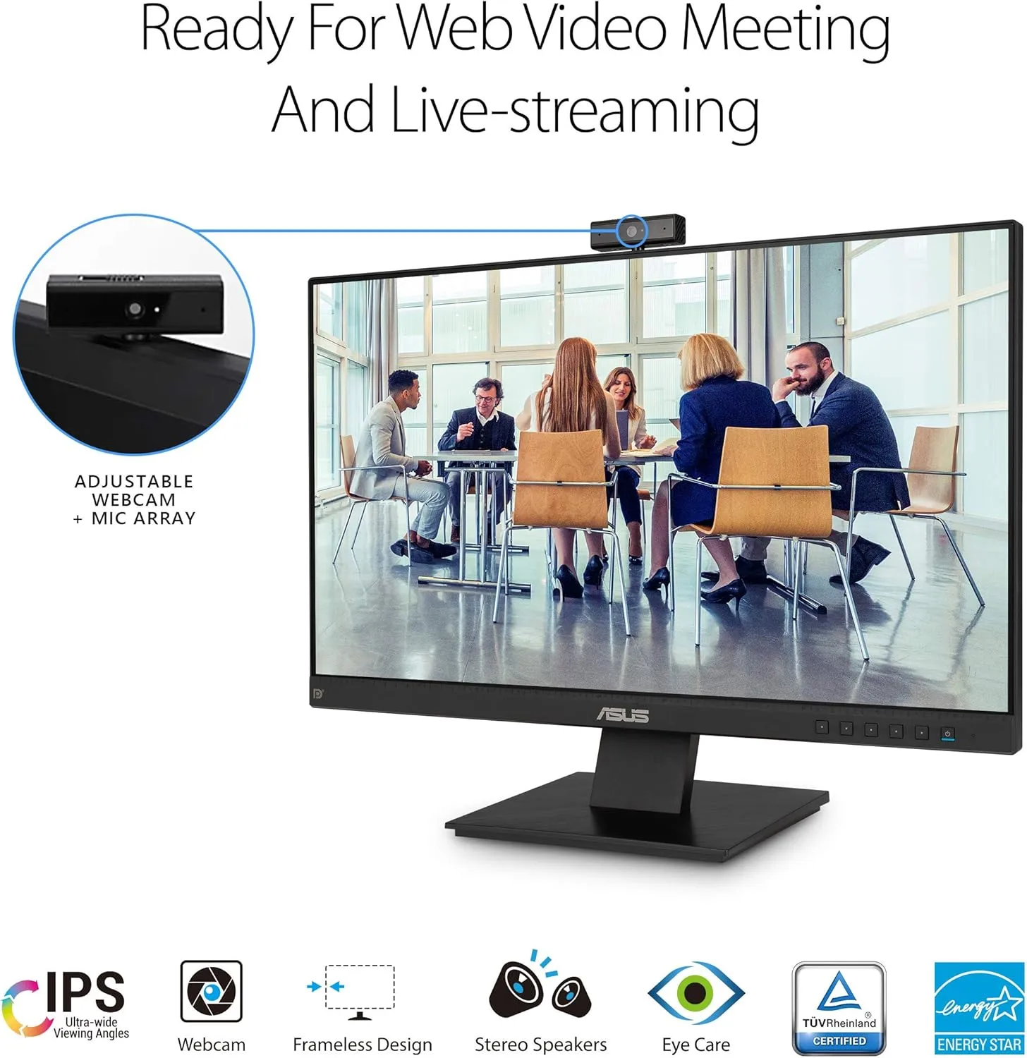 ASUS BE24EQK 23.8” Business Monitor with 1080P Full HD IPS, Eye Care, DisplayPort HDMI, Frameless