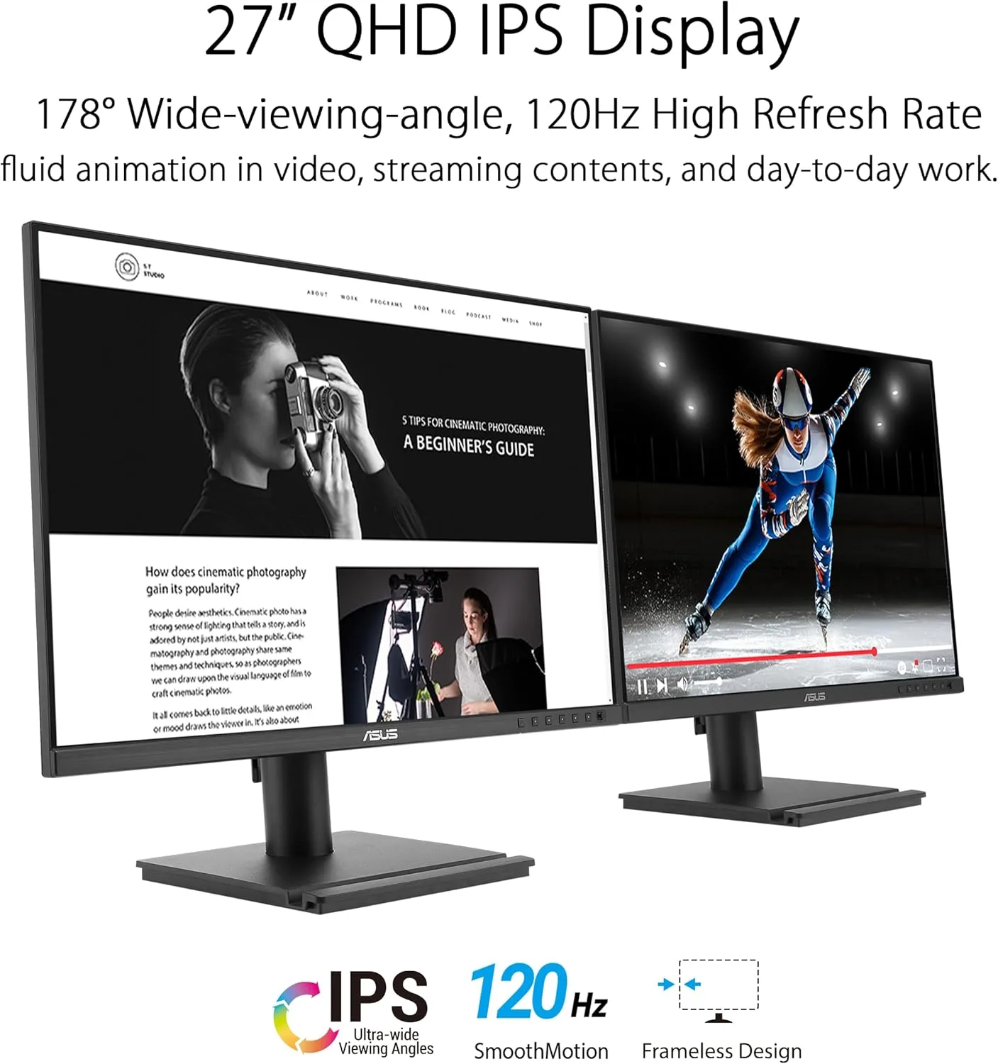 ASUS BE27AQG 27-inch QHD 1440p IPS Business Monitor