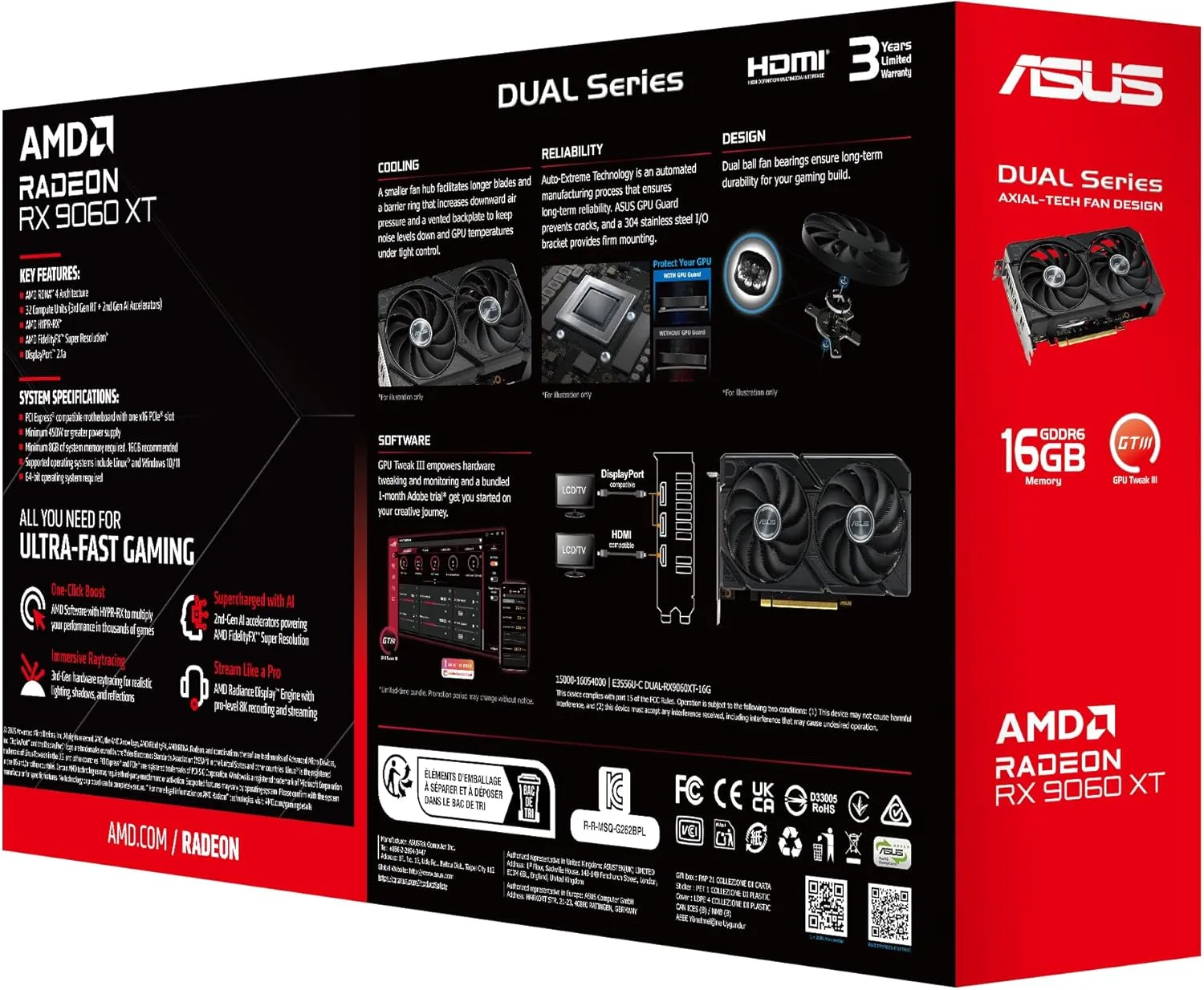 ASUS Radeon 16GB GDDR6 Graphics Card with Axial-tech Cooling