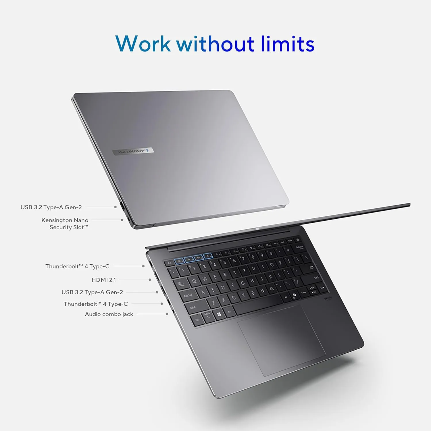 ASUS ExpertBook P5 Copilot+ PC AI Laptop, Intel® Core™ Ultra 5 Processor 226V, 16GB RAM, 512GB SSD, WiFi 6E, Windows 11 Pro, Misty Grey, P5405CSA-XH54
