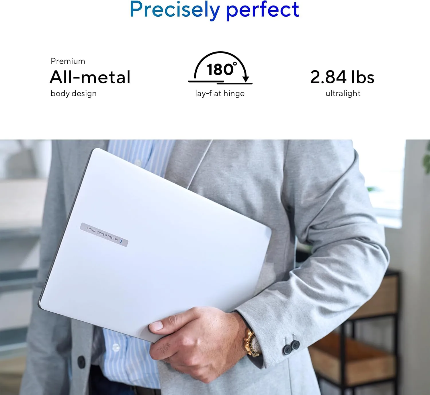 ASUS ExpertBook P5 Copilot+ PC AI Laptop, Intel® Core™ Ultra 5 Processor 226V, 16GB RAM, 512GB SSD, WiFi 6E, Windows 11 Pro, Misty Grey, P5405CSA-XH54