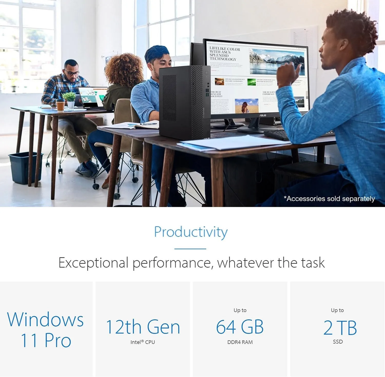 ASUS ExpertCenter D5 Business SFF Desktop, Intel i5-12400, 16GB, 1TB SSD