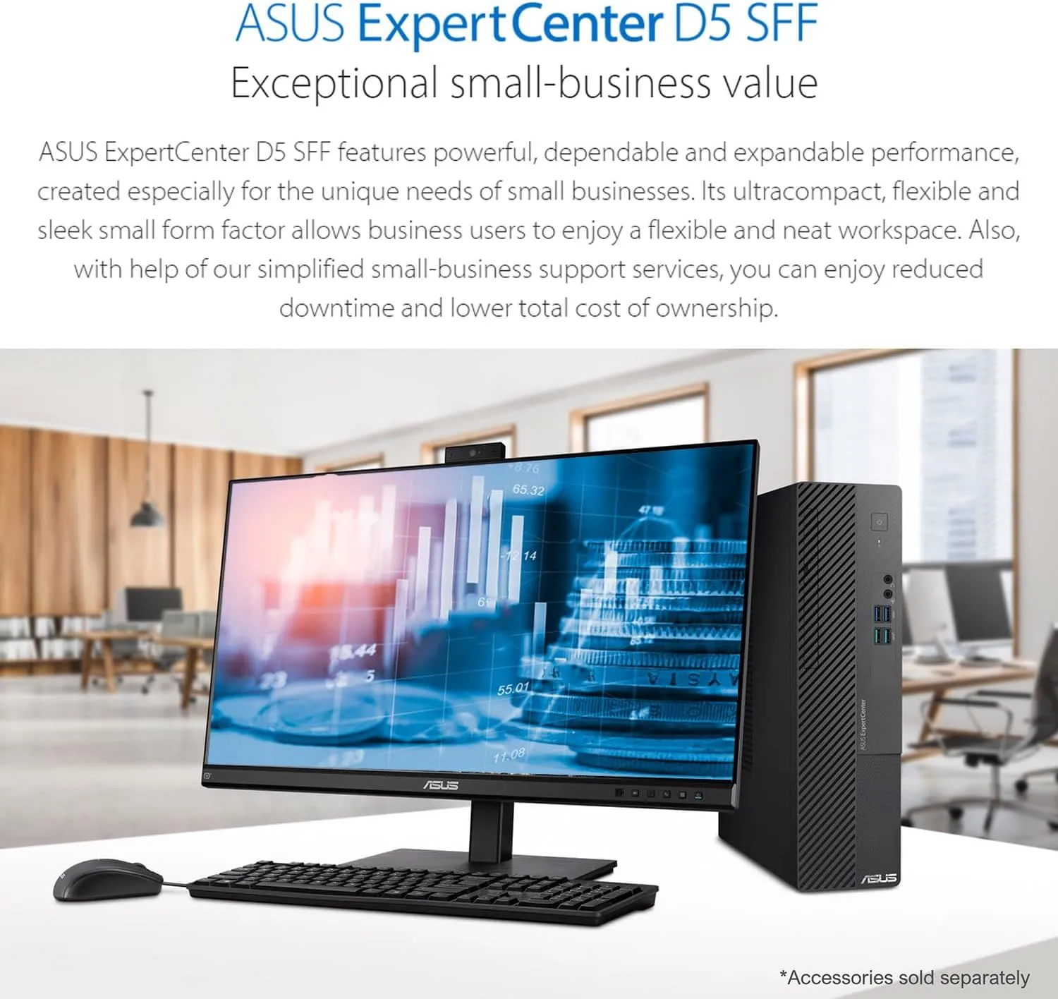 ASUS ExpertCenter D5 Business SFF Desktop, Intel i5-12400, 16GB, 1TB SSD