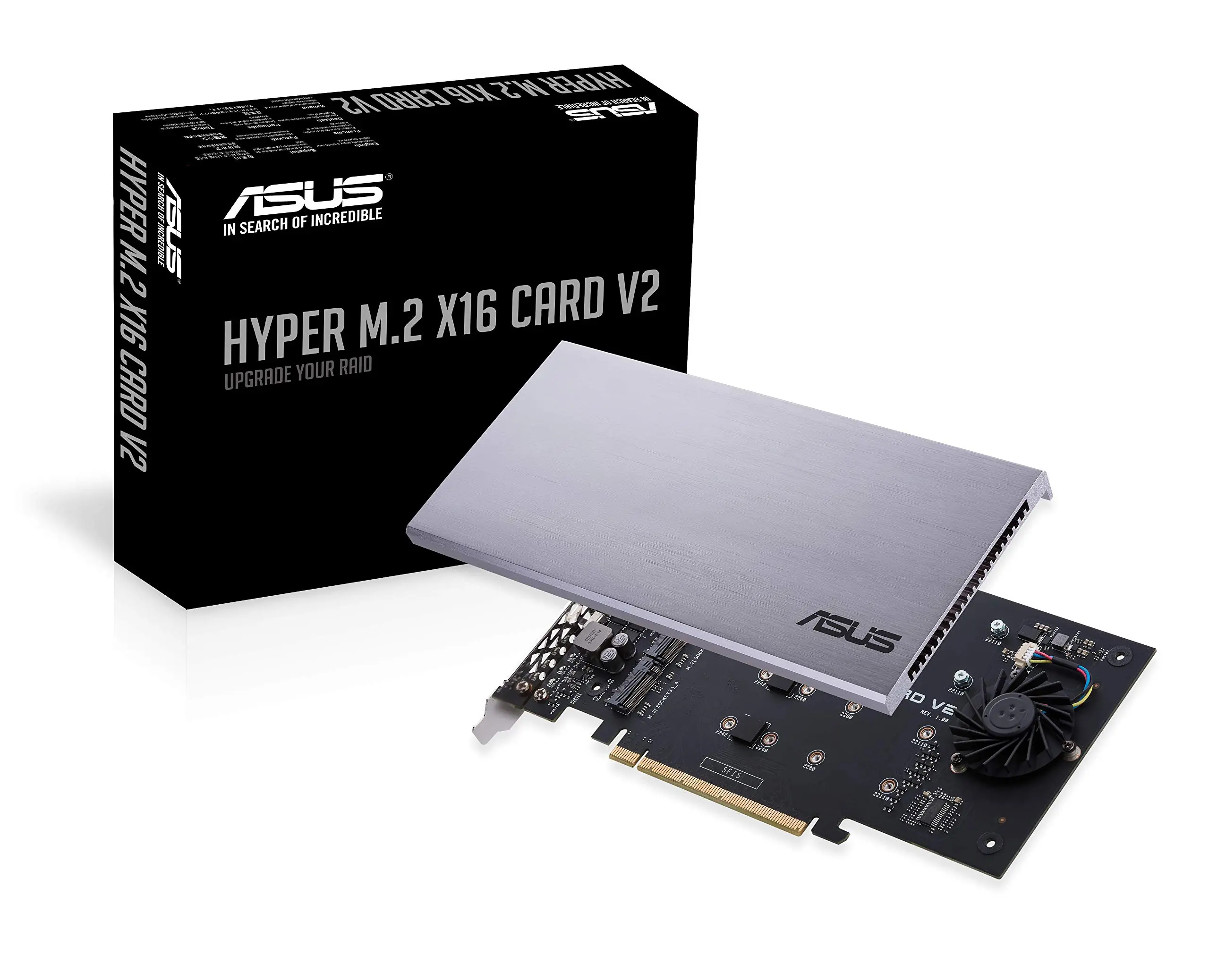 ASUS Hyper M.2 X16 PCIe 3.0 x4 Expansion Card V2 - Supports 4 NVMe M.2