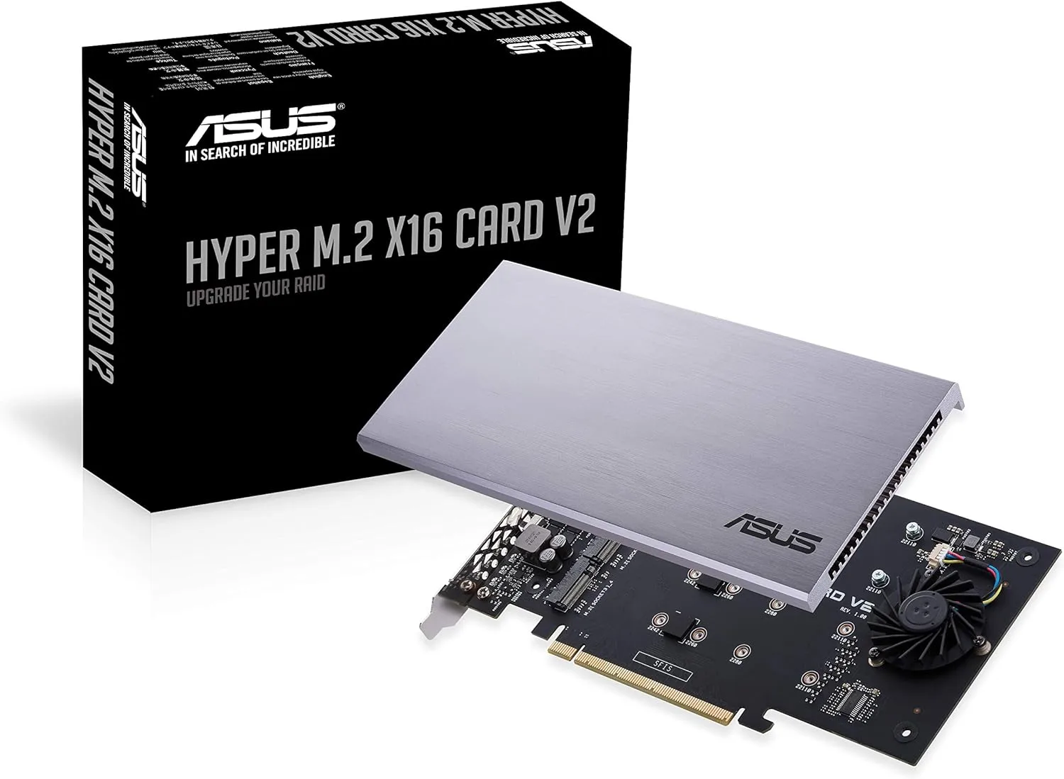 ASUS Hyper M.2 X16 PCIe 3.0 x4 Expansion Card V2 - Supports 4 NVMe M.2