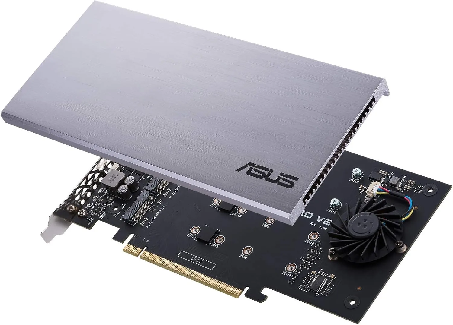 ASUS Hyper M.2 X16 PCIe 3.0 x4 Expansion Card V2 - Supports 4 NVMe M.2