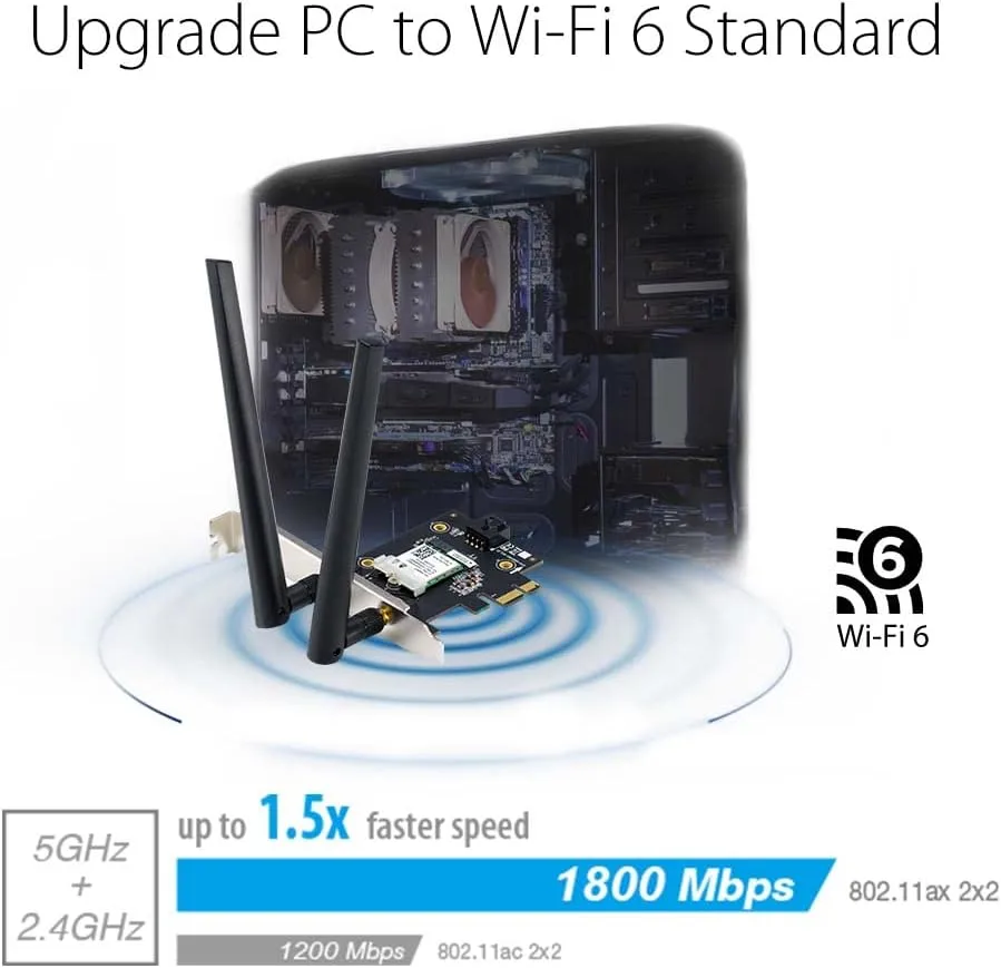 ASUS PCIe WiFi Adapter with Bluetooth for Desktop (WPA3, OFDMA, MU-MIMO)