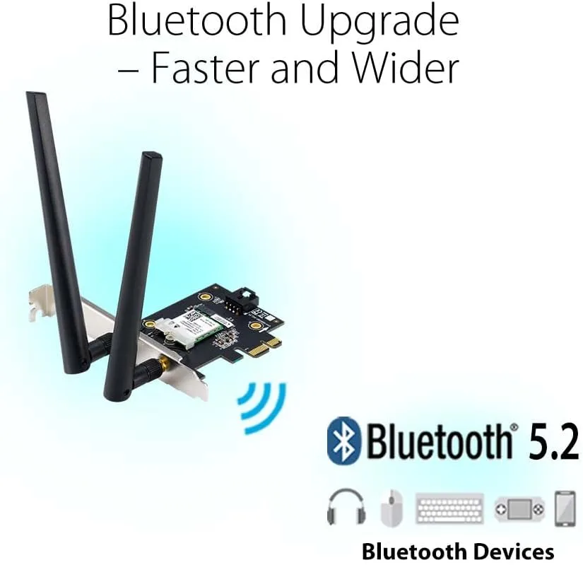 ASUS PCIe WiFi Adapter with Bluetooth for Desktop (WPA3, OFDMA, MU-MIMO)