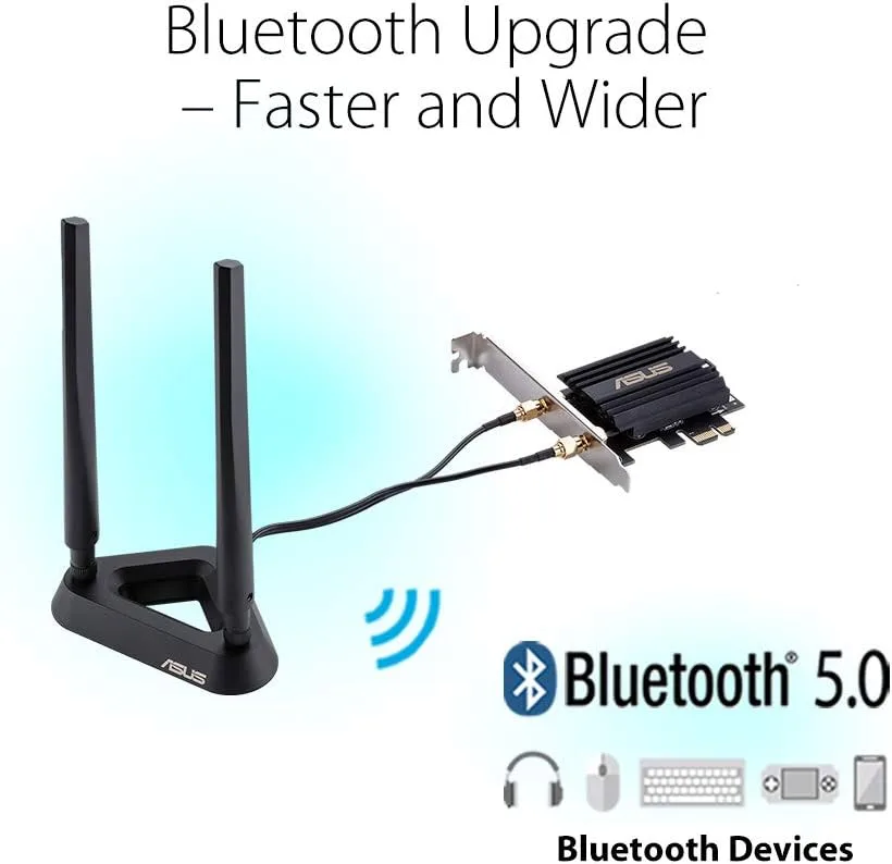 ASUS PCIe WiFi Adapter with Bluetooth and External Antenna