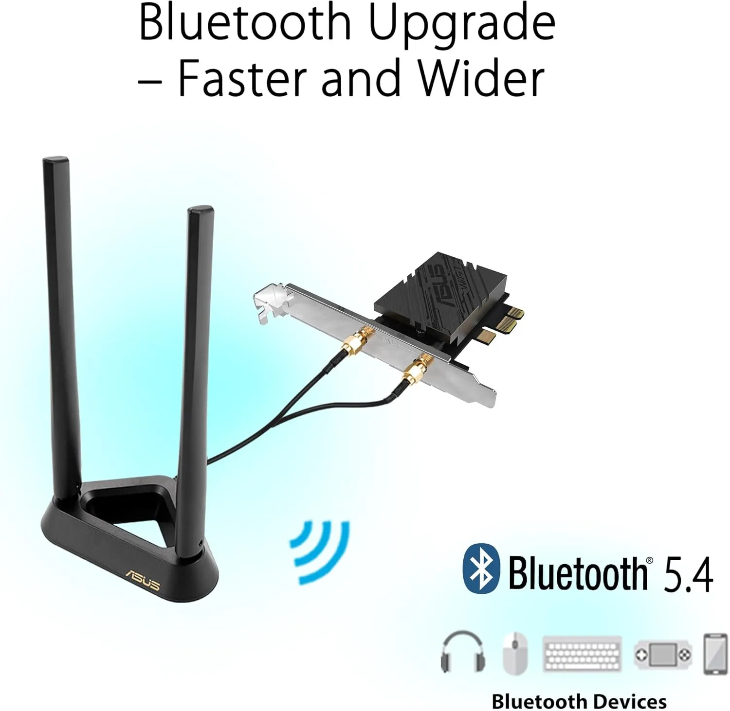 ASUS PCIe WiFi Adapter with Bluetooth and External Antenna