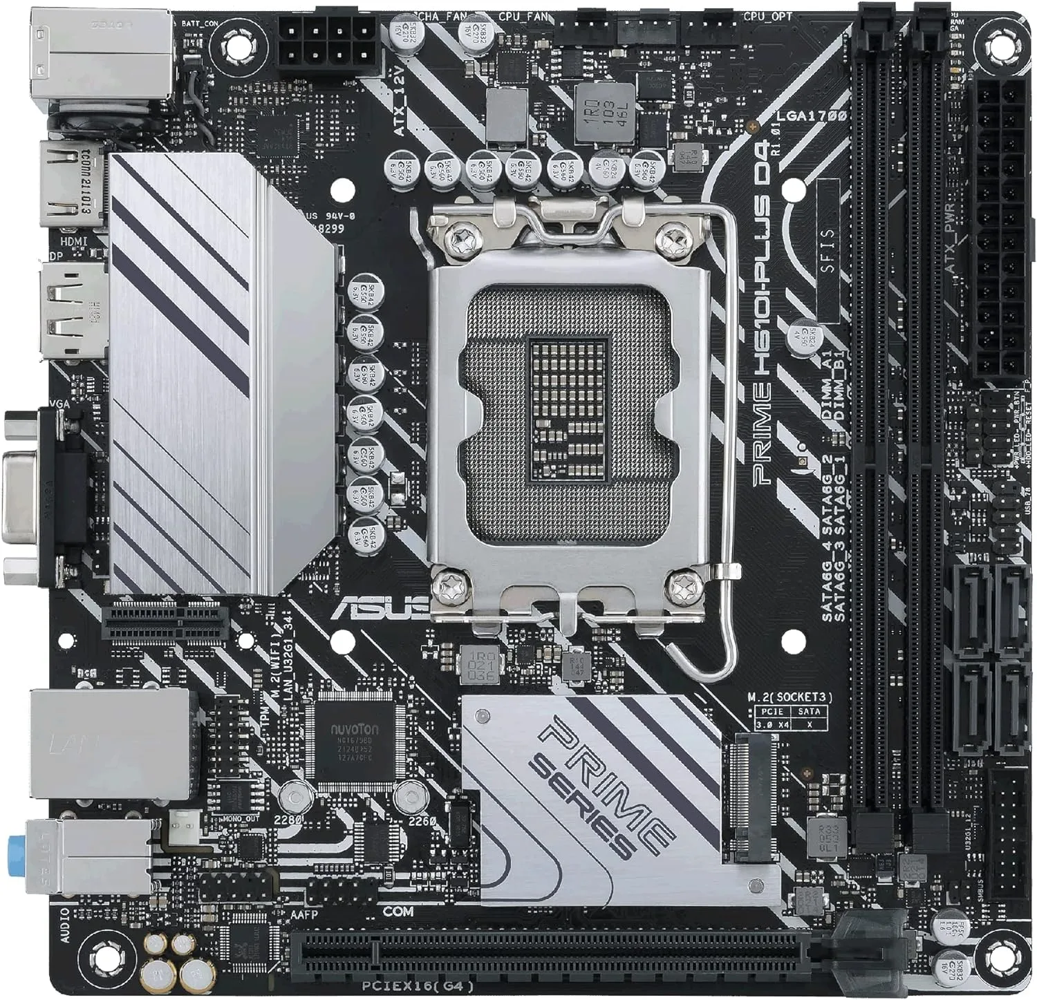 ASUS PRIME H610I-PLUS D4 LGA 1700 Mini-ITX Motherboard (DDR4, PCIe 4.0, USB 3.2)