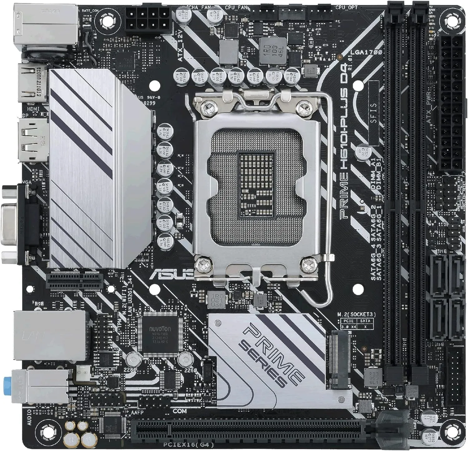 ASUS PRIME H610I-PLUS D4 LGA 1700 Mini-ITX Motherboard (DDR4, PCIe 4.0, USB 3.2)