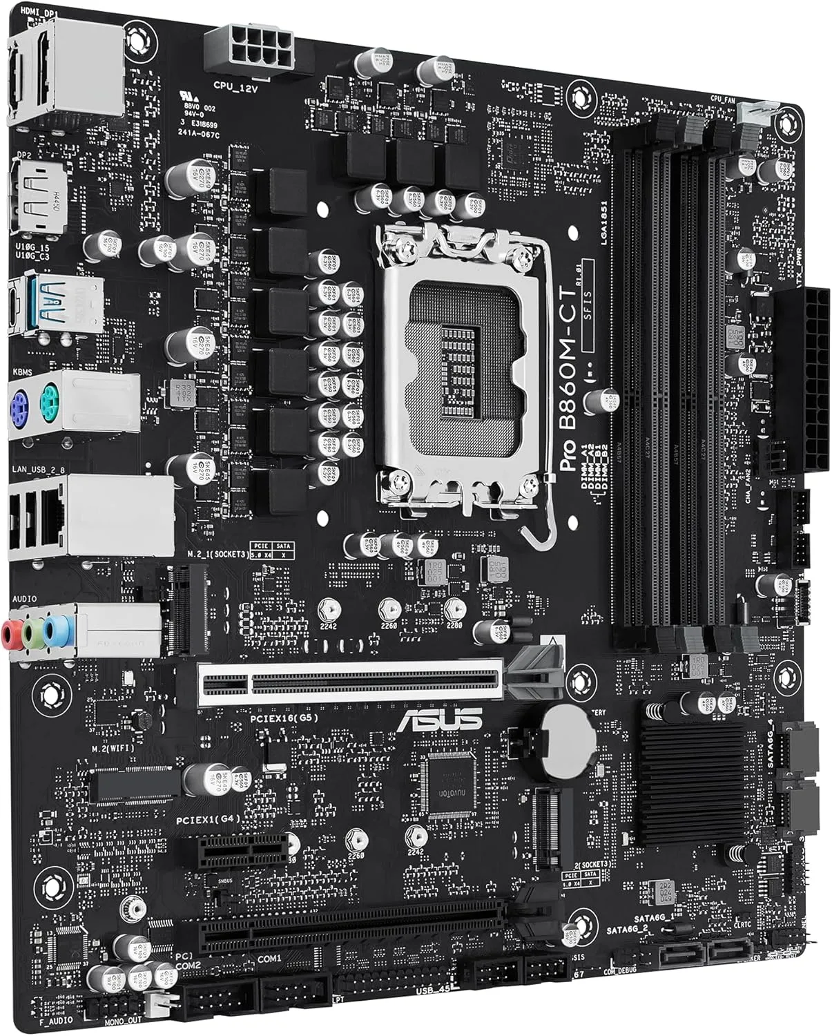ASUS PRO B860M-CT-CSM Intel® B860 (LGA 1851) mATX Motherboard, PCIe 5.0, DDR5, 2X M.2, Intel® 1G LAN, 2X DP, HDMI, USB Type-C®, TPM IC onboard with Enhanced Security, Reliability and Manageability