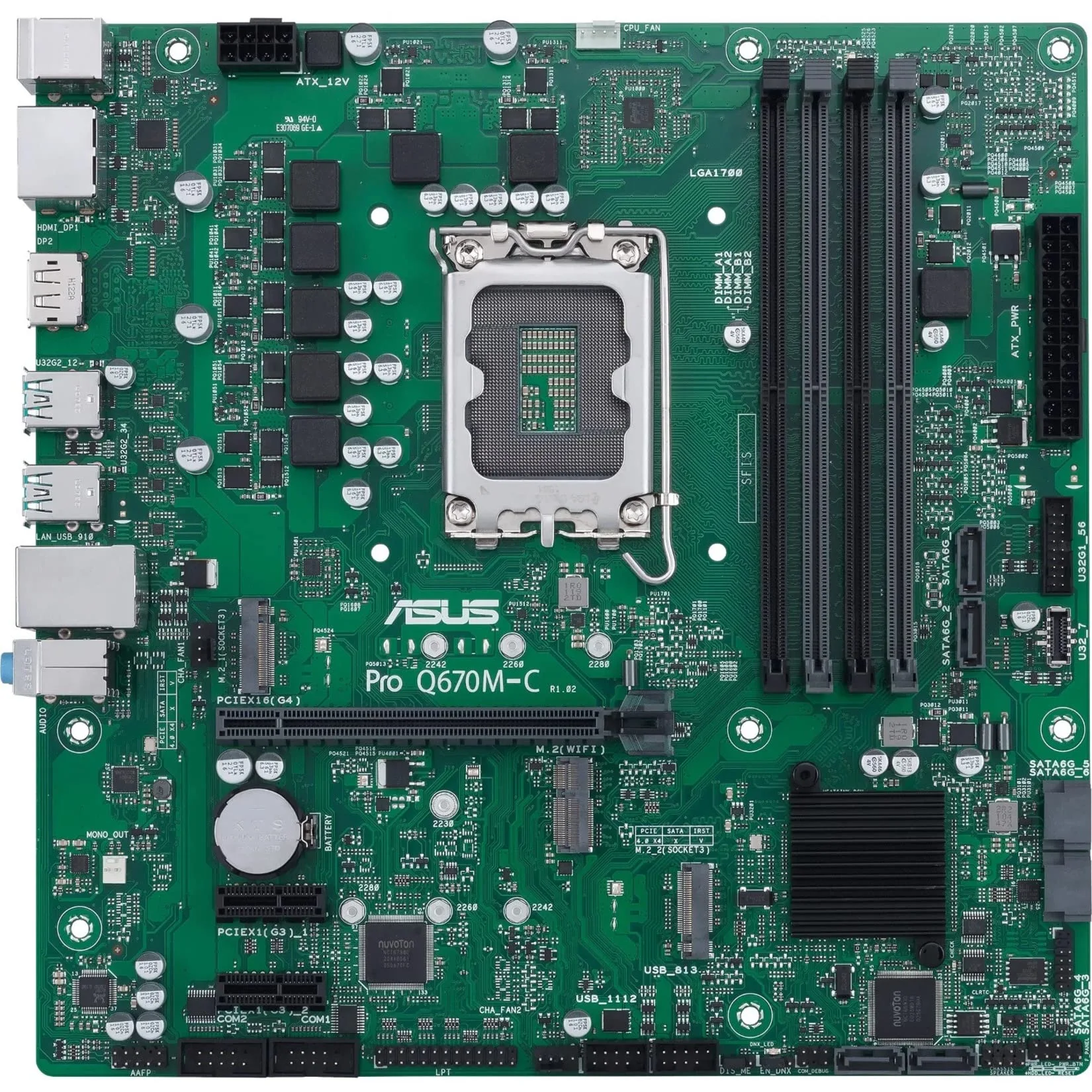 ASUS Pro Q670M-C-CSM LGA 1700 mATX Motherboard — DDR5 4800, PCIe 4.0, 2x M.2, USB 3.2, Black