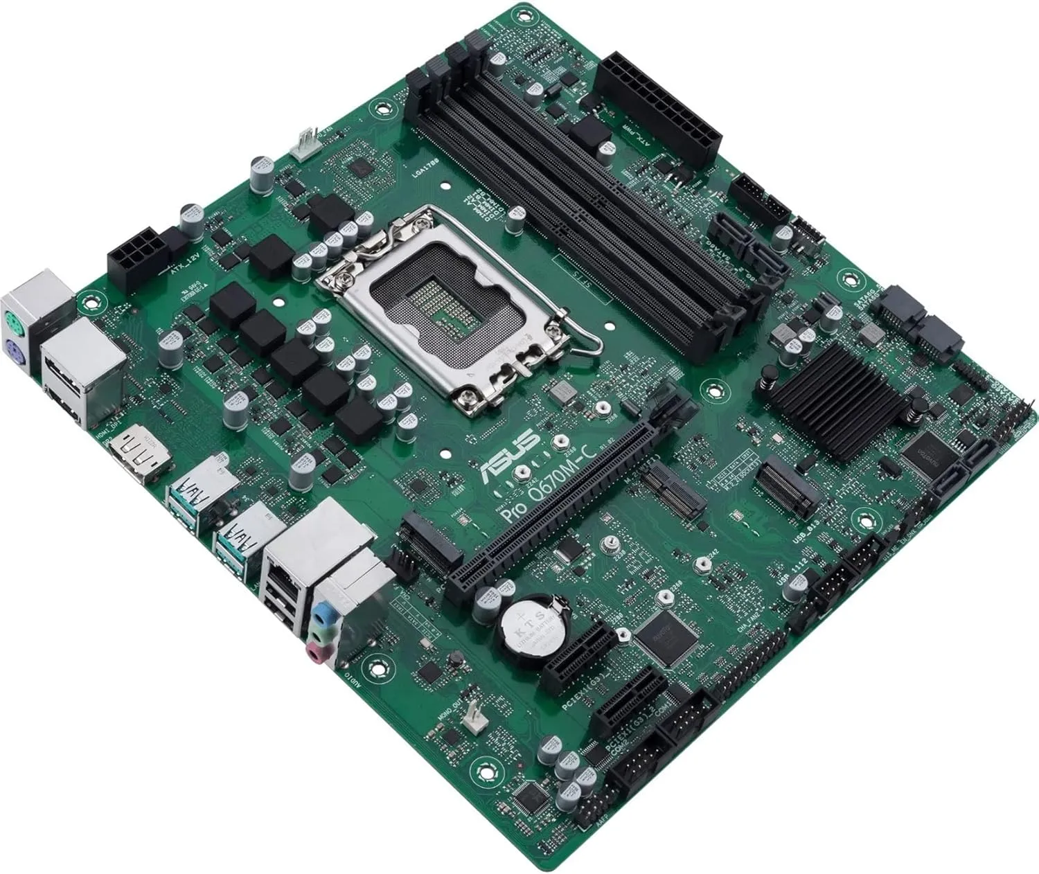 ASUS Pro Q670M-C-CSM LGA 1700 mATX Motherboard — DDR5 4800, PCIe 4.0, 2x M.2, USB 3.2, Black