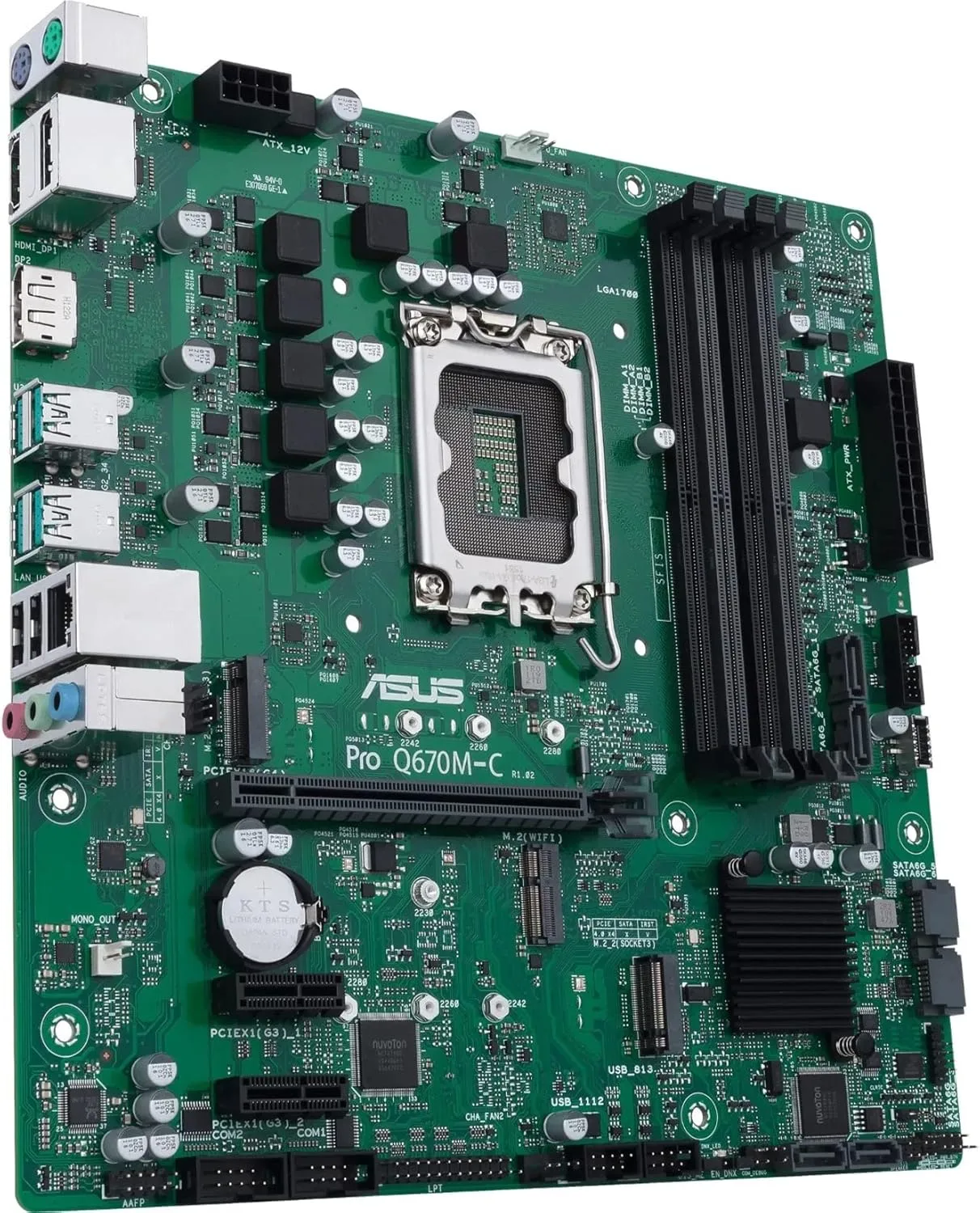 ASUS Pro Q670M-C-CSM LGA 1700 mATX Motherboard — DDR5 4800, PCIe 4.0, 2x M.2, USB 3.2, Black