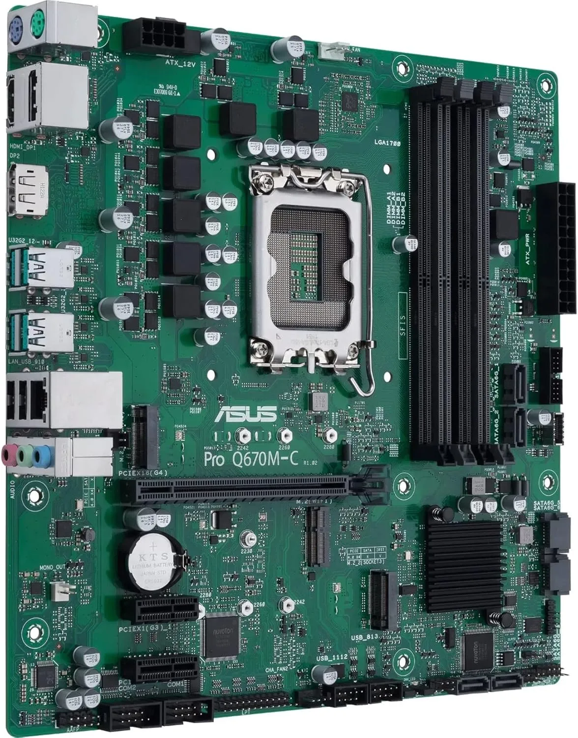 ASUS Pro Q670M-C-CSM LGA 1700 mATX Motherboard — DDR5 4800, PCIe 4.0, 2x M.2, USB 3.2, Black