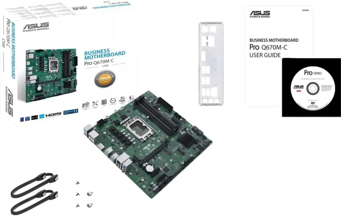 ASUS Pro Q670M-C-CSM LGA 1700 mATX Motherboard — DDR5 4800, PCIe 4.0, 2x M.2, USB 3.2, Black