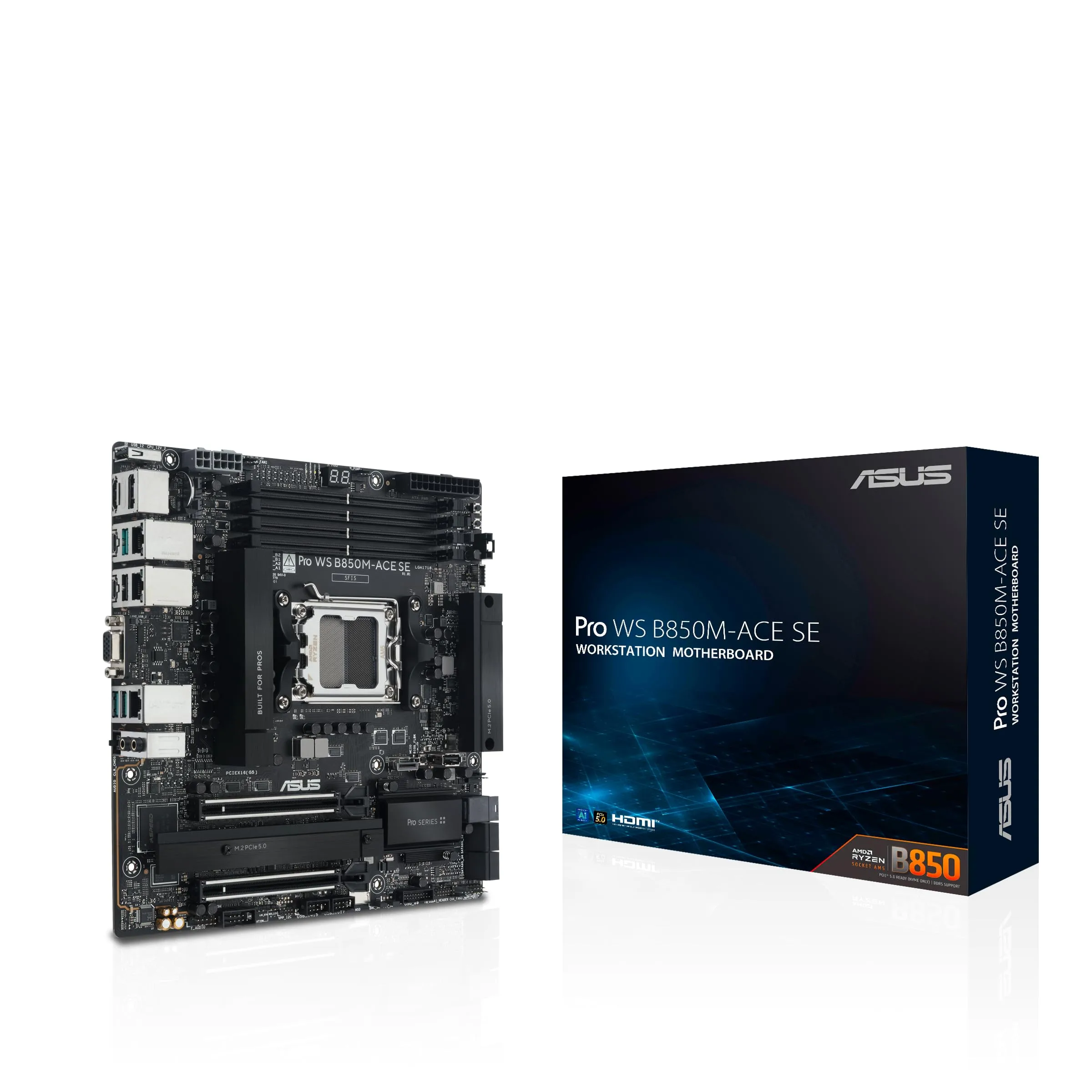 ASUS Pro WS B850M-ACE SE AM5 B850 mATX DDR5 PCIe 5.0 Motherboard with 10Gb LAN