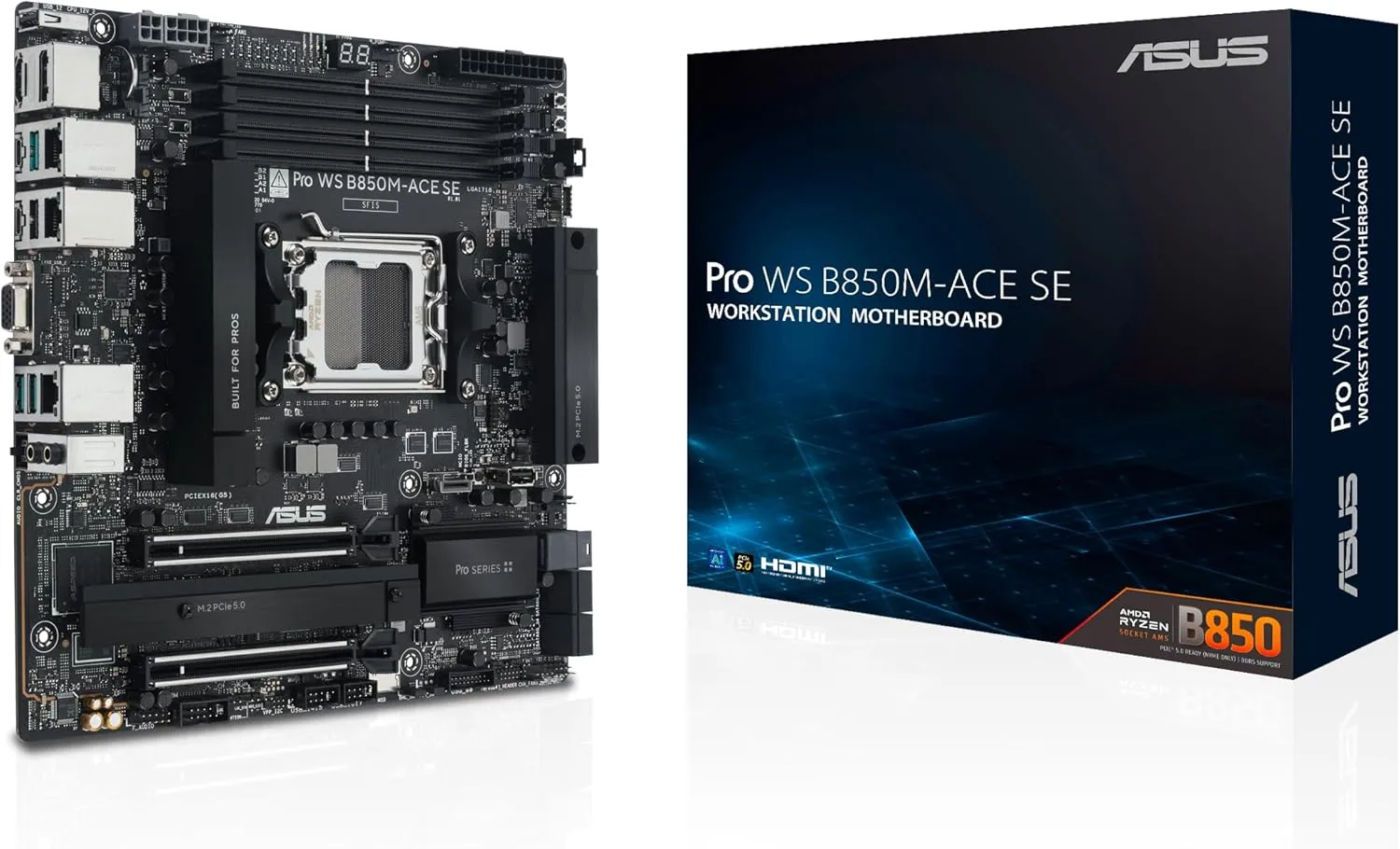 ASUS Pro WS B850M-ACE SE AM5 B850 mATX DDR5 PCIe 5.0 Motherboard with 10Gb LAN