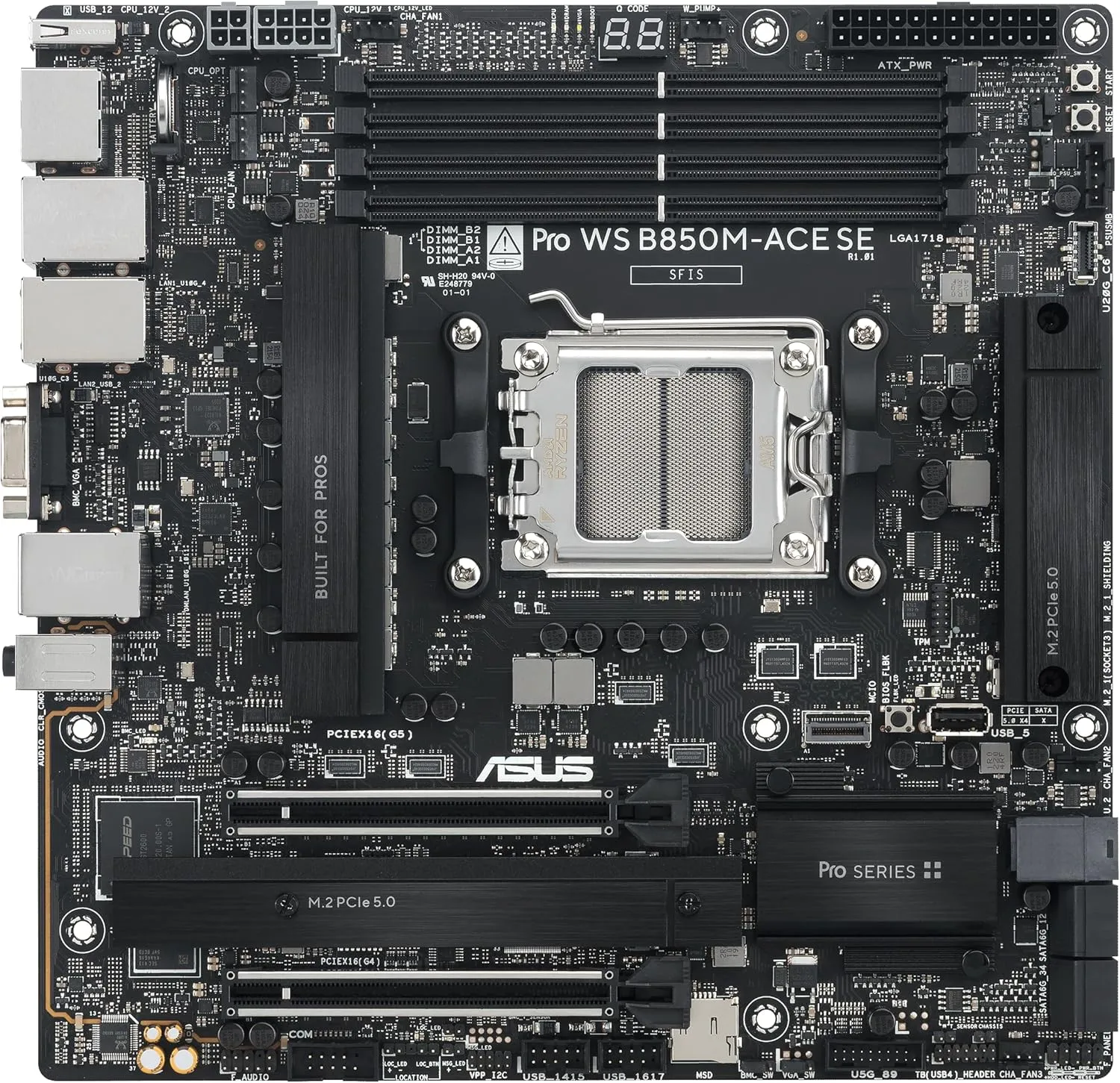 ASUS Pro WS B850M-ACE SE AM5 B850 mATX DDR5 PCIe 5.0 Motherboard with 10Gb LAN