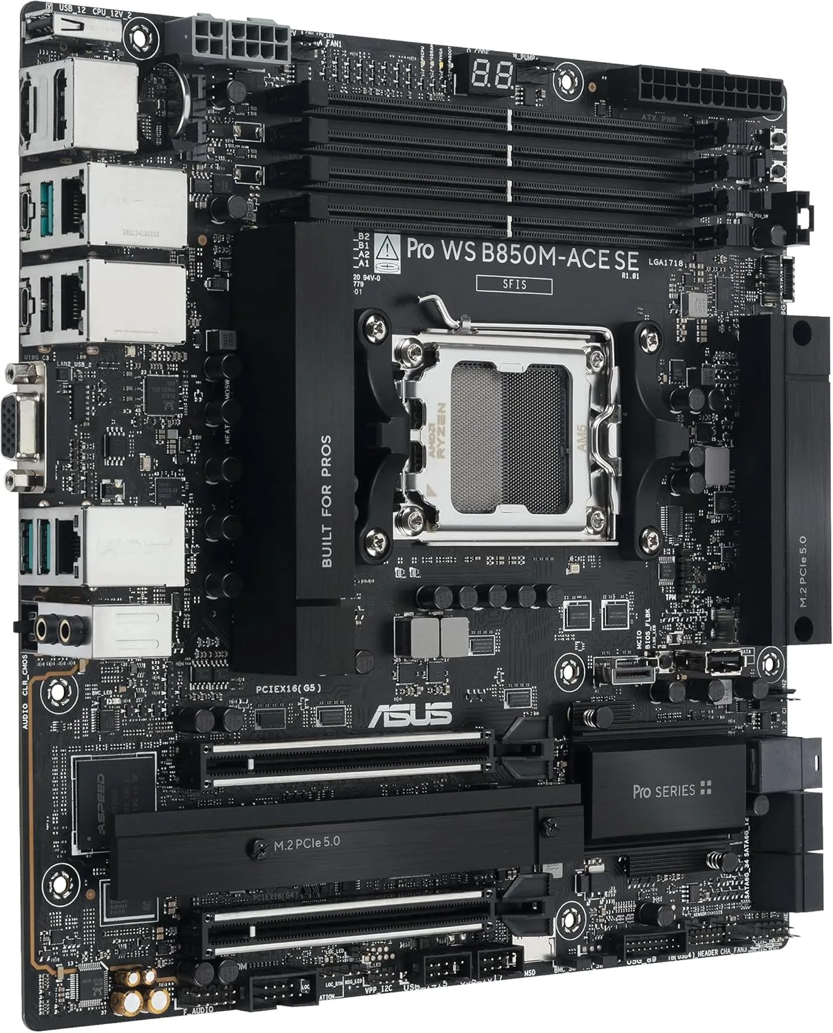 ASUS Pro WS B850M-ACE SE AM5 B850 mATX DDR5 PCIe 5.0 Motherboard with 10Gb LAN