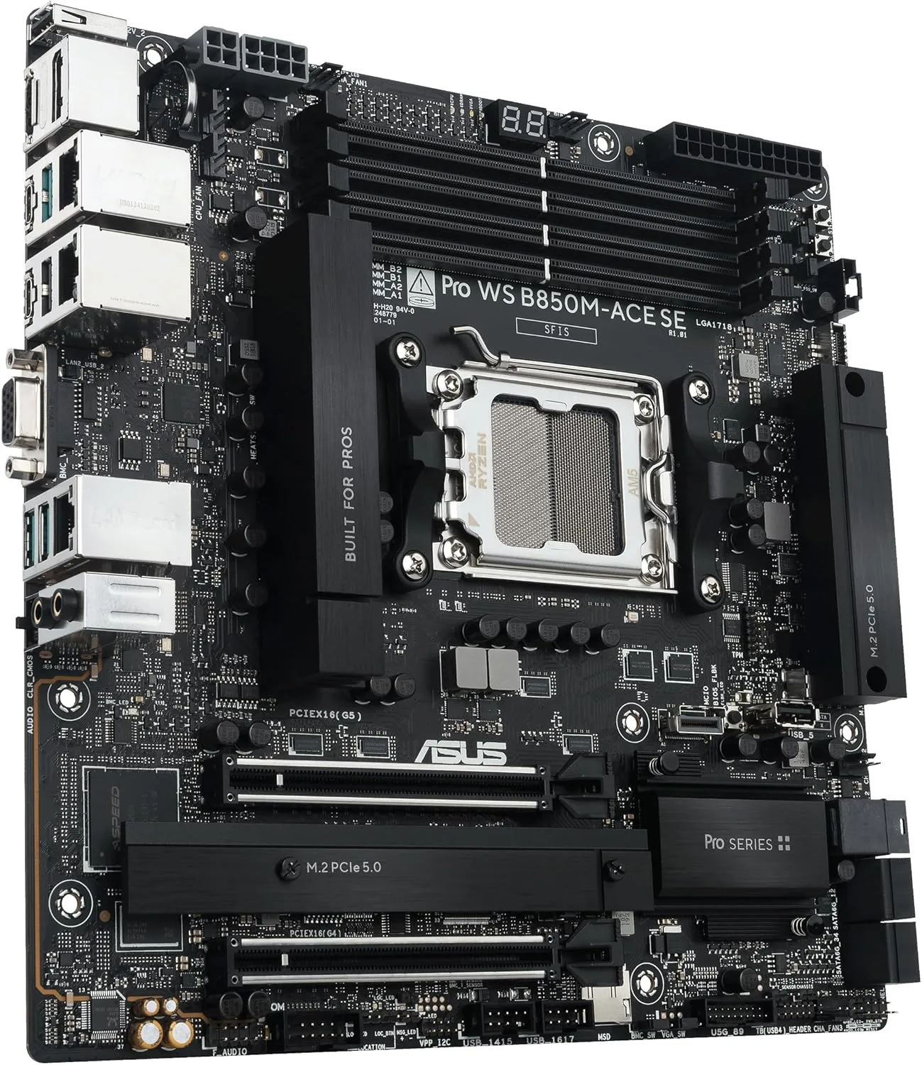 ASUS Pro WS B850M-ACE SE AM5 B850 mATX DDR5 PCIe 5.0 Motherboard with 10Gb LAN