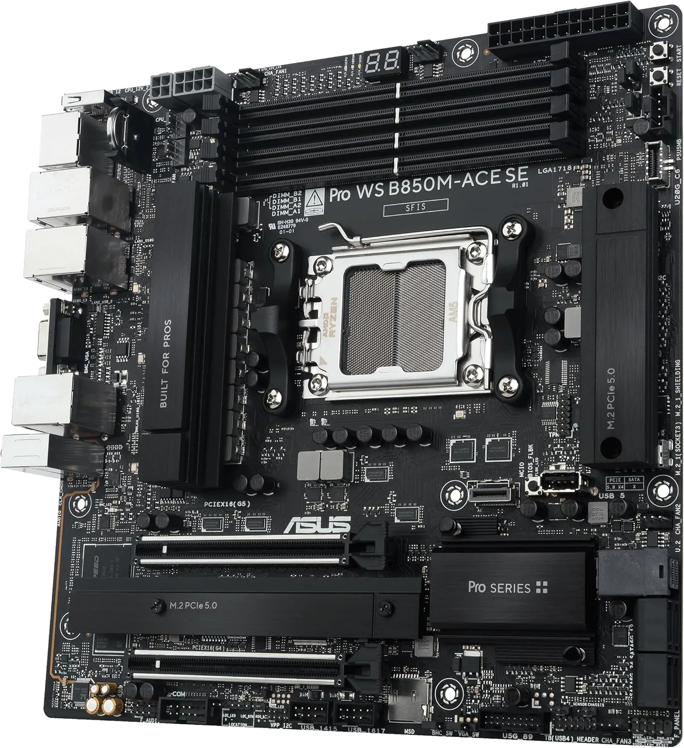 ASUS Pro WS B850M-ACE SE AM5 B850 mATX DDR5 PCIe 5.0 Motherboard with 10Gb LAN