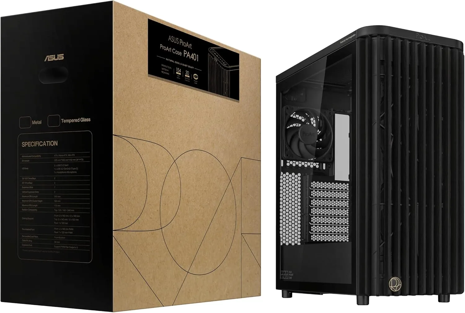 ASUS ProArt PC Case — Tempered Glass, USB-C 20Gbps, Integrated Fan Hub