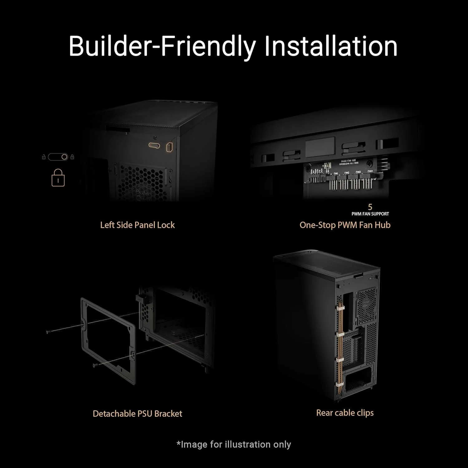 ASUS ProArt PC Case — Tempered Glass, USB-C 20Gbps, Integrated Fan Hub