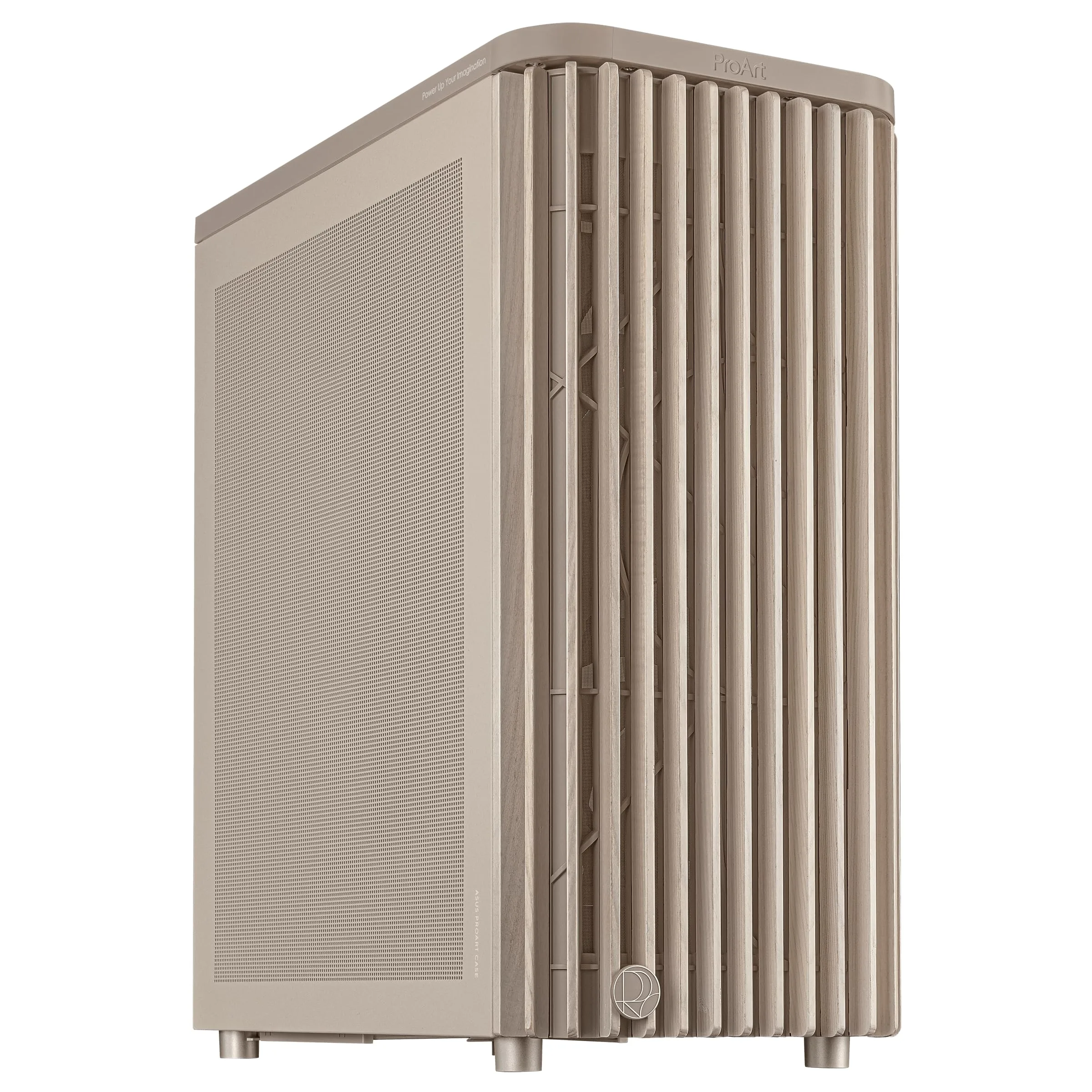 ProArt PA401 Wood Edition Beige Mesh-Panel ATX case, GPU Support for up to 315mm in Length, 240mm Radiator Support, 160x 32mm Fans, Power and Reset Button Lock, Detachable PSU Bracket