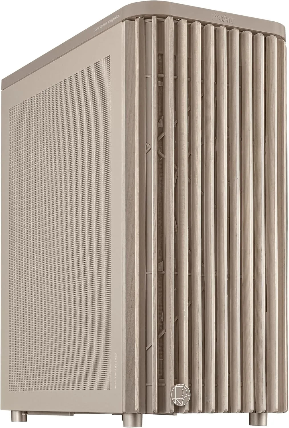 ProArt PA401 Wood Edition Beige Mesh-Panel ATX case, GPU Support for up to 315mm in Length, 240mm Radiator Support, 160x 32mm Fans, Power and Reset Button Lock, Detachable PSU Bracket