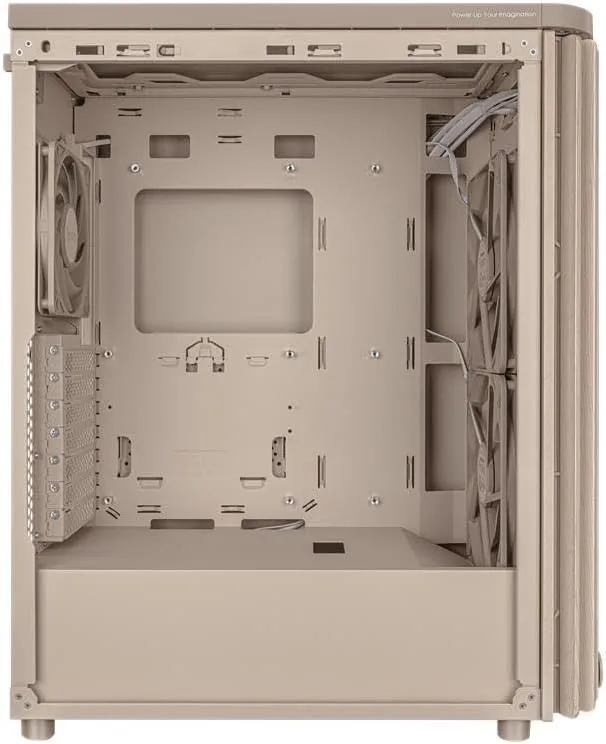 ProArt PA401 Wood Edition Beige Mesh-Panel ATX case, GPU Support for up to 315mm in Length, 240mm Radiator Support, 160x 32mm Fans, Power and Reset Button Lock, Detachable PSU Bracket