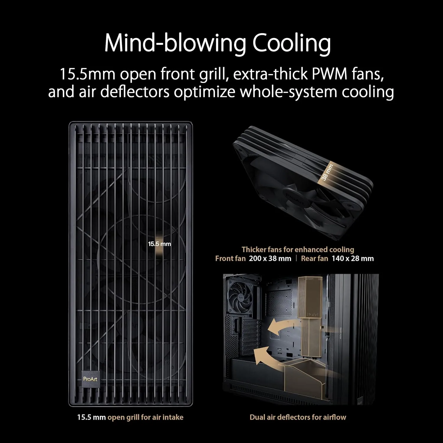 ASUS ProArt PC Case — Tempered Glass, USB-C 20Gbps, Integrated Fan Hub
