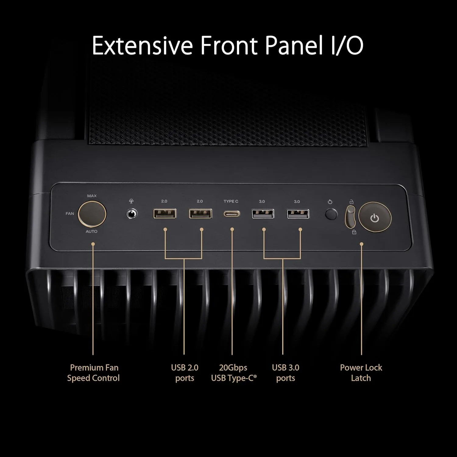ASUS ProArt PC Case — Tempered Glass, USB-C 20Gbps, Integrated Fan Hub