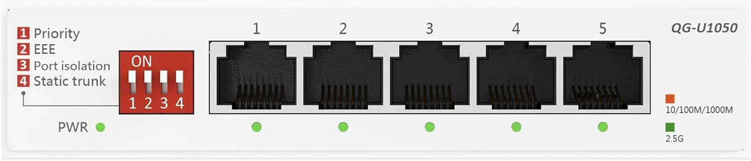 ASUS QG-U1050, 5-Port 2.5G Unmanaged Switch, Support 4 Intelligent Modes, Home Network Hub, Office Ethernet Splitter, Plug and Play, Easy Setup, Desktop, Silent Operation