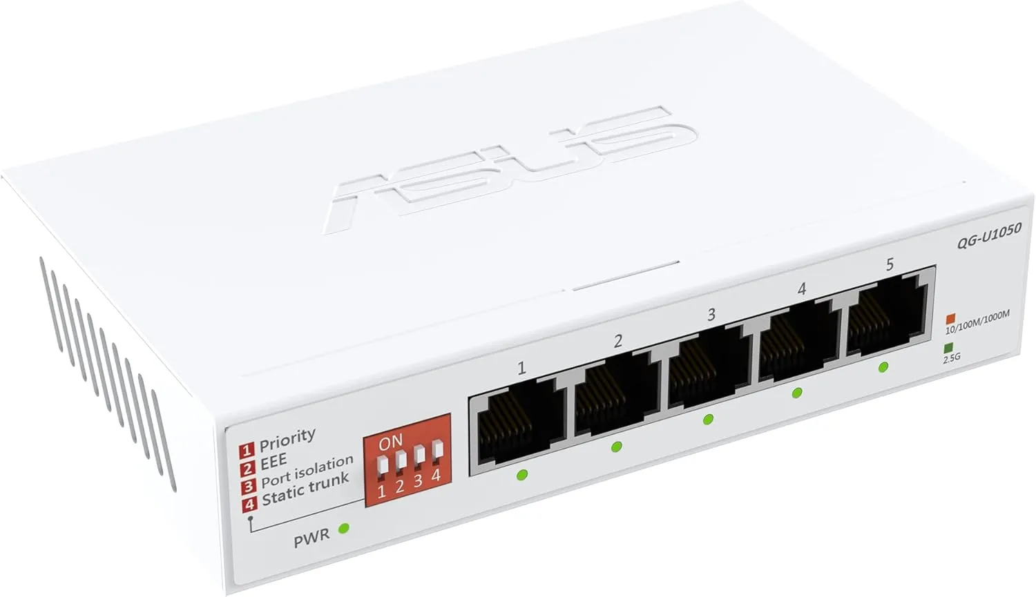 ASUS QG-U1050, 5-Port 2.5G Unmanaged Switch, Support 4 Intelligent Modes, Home Network Hub, Office Ethernet Splitter, Plug and Play, Easy Setup, Desktop, Silent Operation