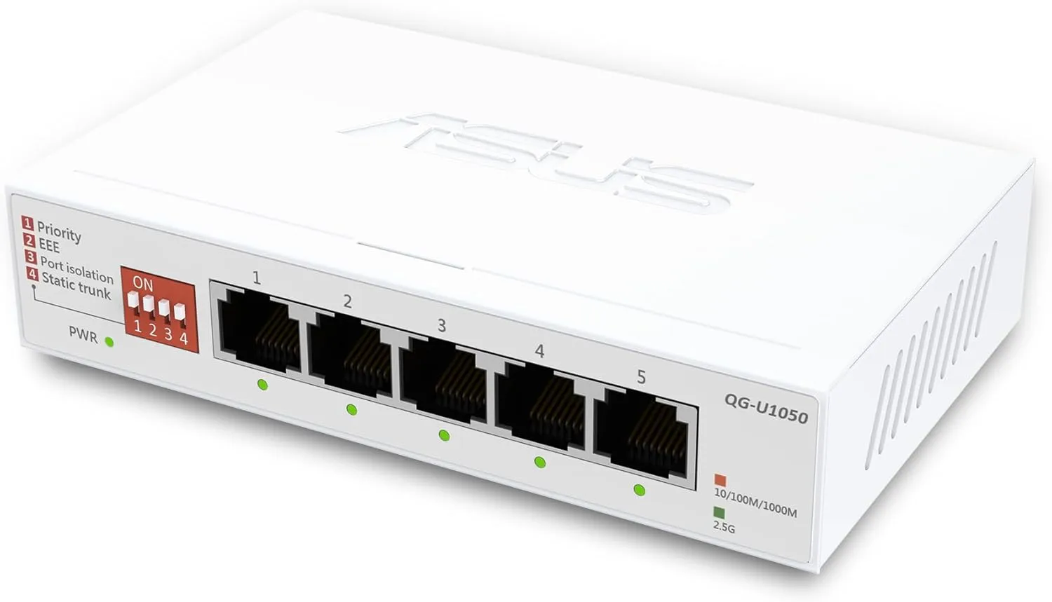 ASUS QG-U1050, 5-Port 2.5G Unmanaged Switch, Support 4 Intelligent Modes, Home Network Hub, Office Ethernet Splitter, Plug and Play, Easy Setup, Desktop, Silent Operation