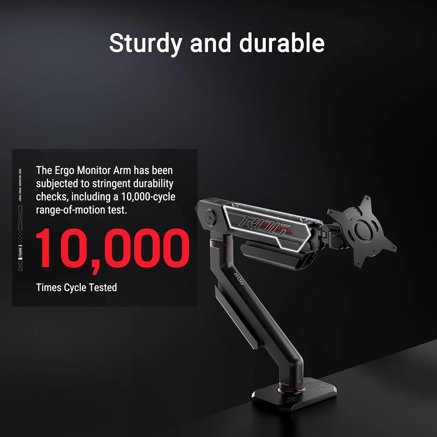 ASUS ROG Ergo Monitor Arm (AAS01) - Monitor Mount with Cable Management, Ergonomic, Pivot, Swivel, Height Fully Adjustable, Clean Desk Setup, up to 39 inches*,23lbs*, VESA 100x100, Mechanical Spring