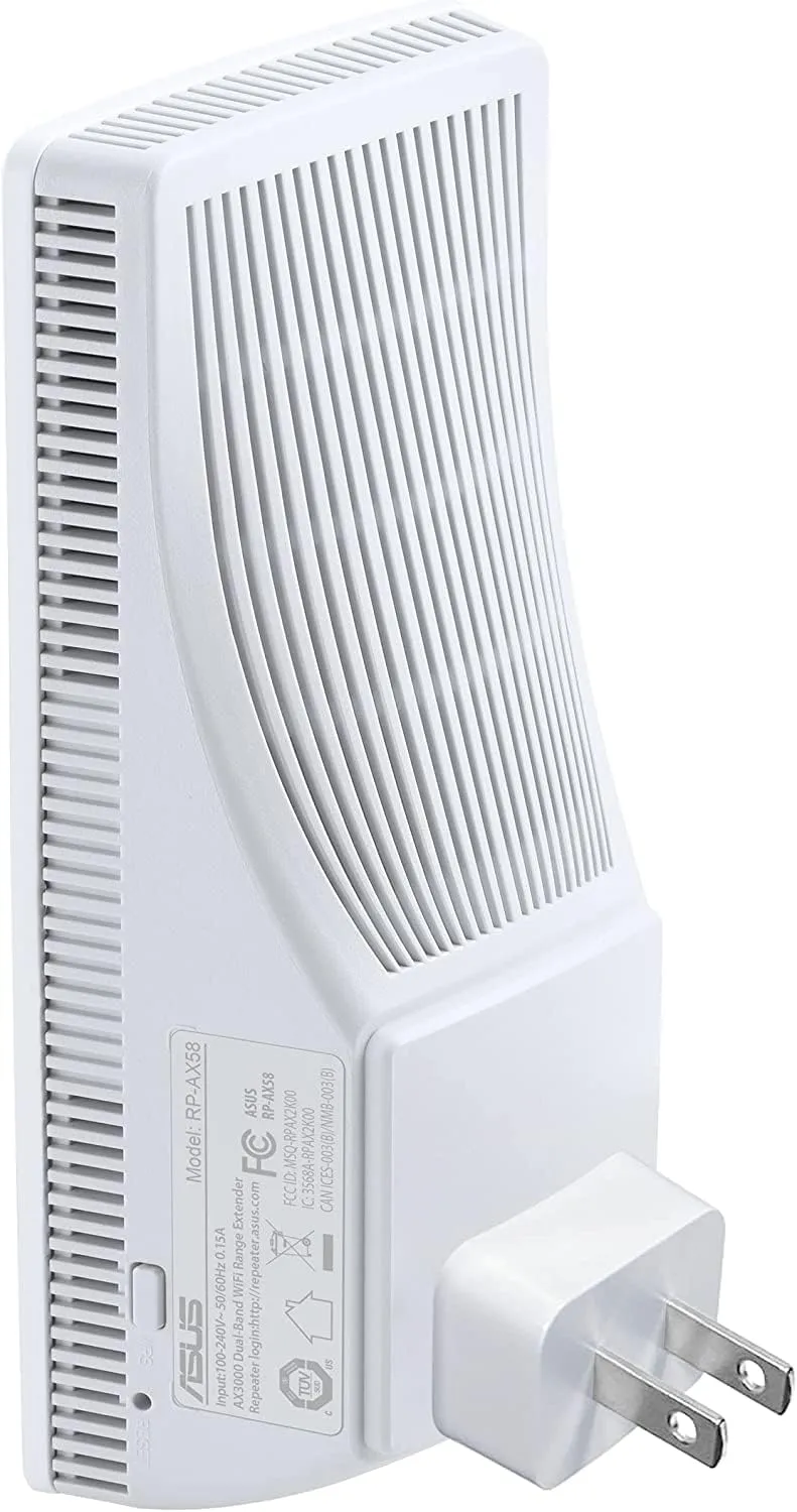 ASUS RP-AX58 AX3000 Dual Band WiFi 6 (802.11ax) Range Extender, AiMesh Extender for seamless mesh WiFi; works with any WiFi router