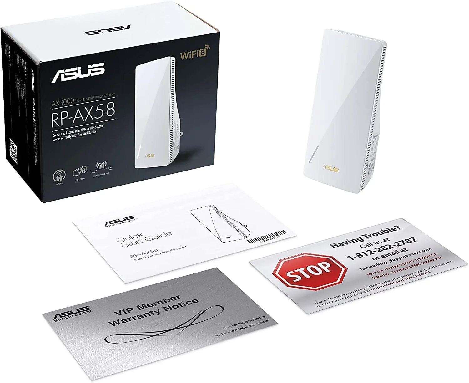 ASUS RP-AX58 AX3000 Dual Band WiFi 6 (802.11ax) Range Extender, AiMesh Extender for seamless mesh WiFi; works with any WiFi router