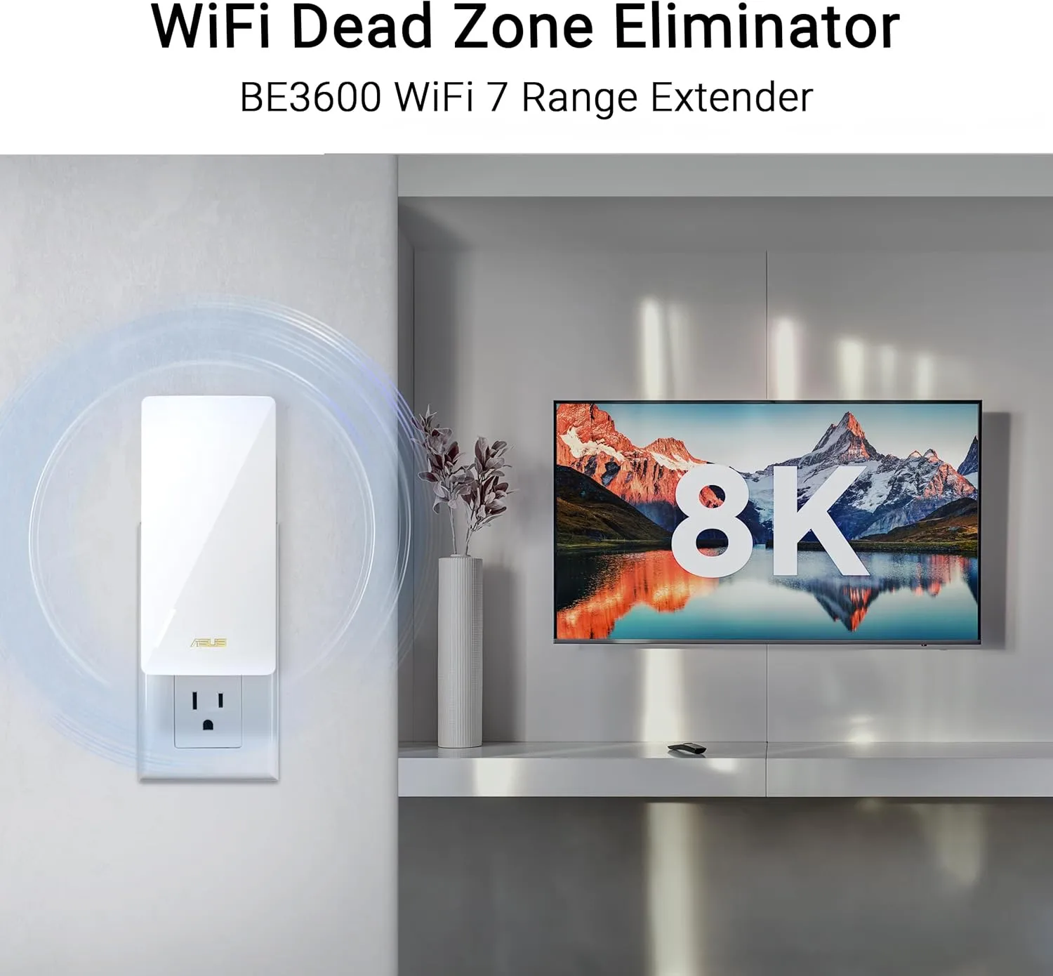 ASUS RP-BE58 BE3600 Dual Band WiFi 7 (802.11be) Range Extender, AiMesh Extender for Seamless mesh WiFi; Works with Any WiFi Router