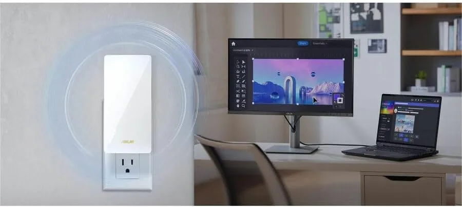 ASUS RP-BE58 BE3600 Dual Band WiFi 7 (802.11be) Range Extender, AiMesh Extender for Seamless mesh WiFi; Works with Any WiFi Router