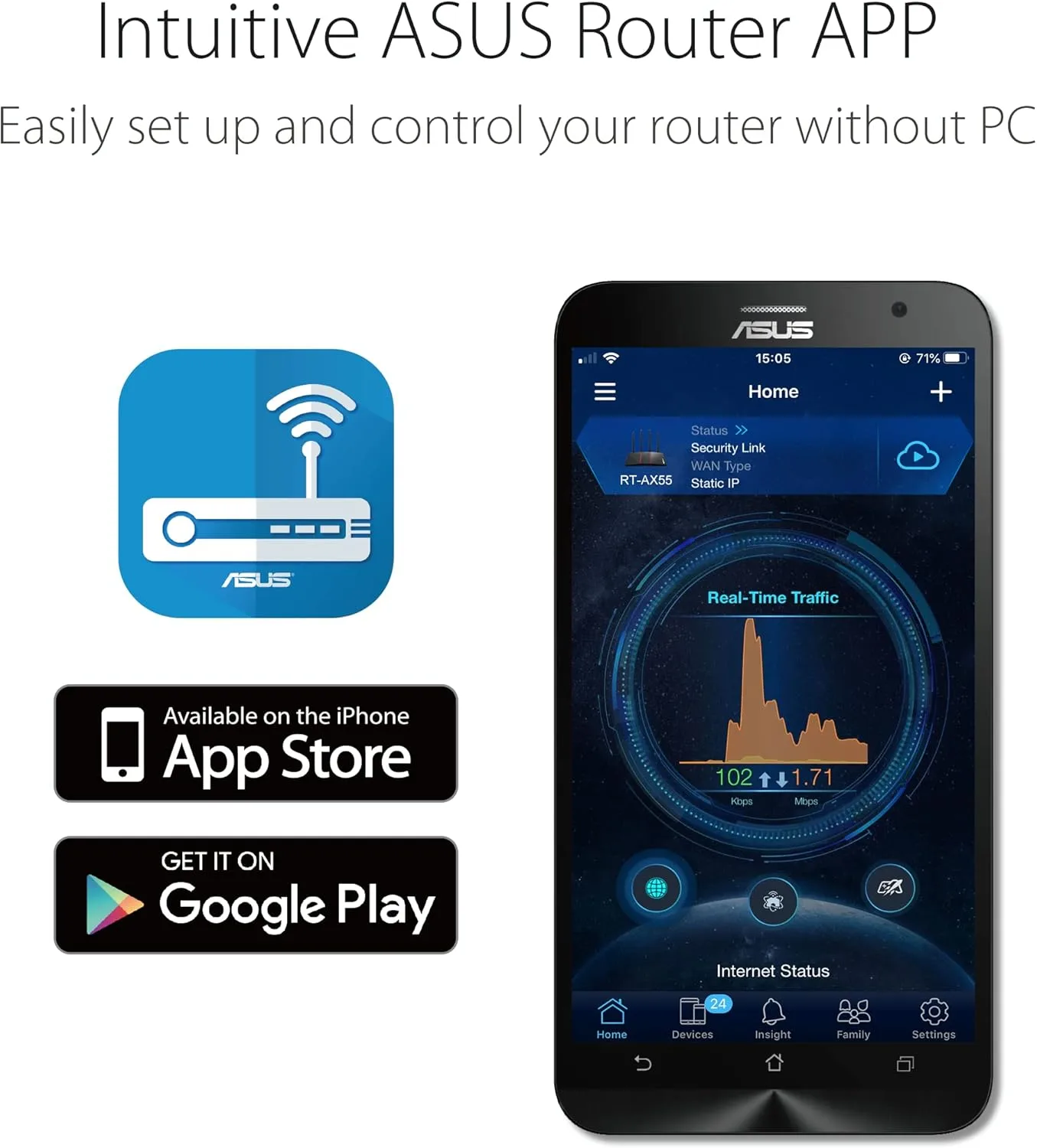 ASUS RT-AX1800S Dual Band WiFi 6 Extendable Router with AiMesh & VPN