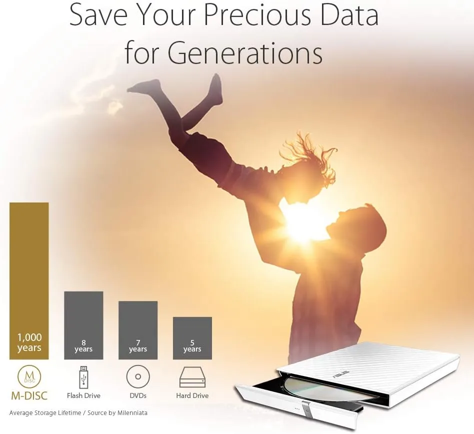 ASUS Slim Portable 8X External DVD Writer USB 2.0 Drive
