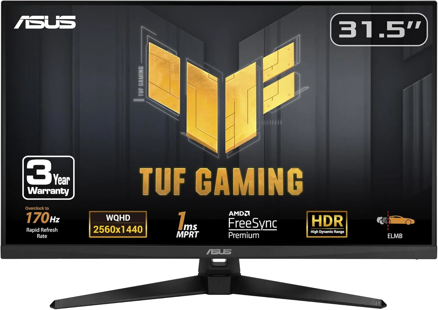 ASUS TUF Gaming QHD (2560x1440) Gaming Monitor — 1ms, ELMB, FreeSync Premium, HDR-10
