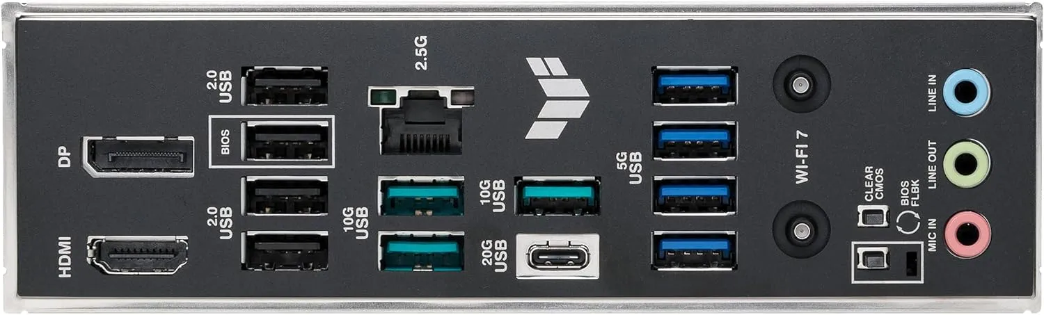 TUF Gaming B850M-PLUS WIFI7 AMD B850 mATX Motherboard, 14+2+1 80A DrMOS Power Stages, DDR5, PCIe 5.0, 3X M.2 Slots, WiFi 7, 2.5Gb Ethernet, DisplayPort, HDMI, Rear USB-C 20Gbps and Front USB-C 10Gbps